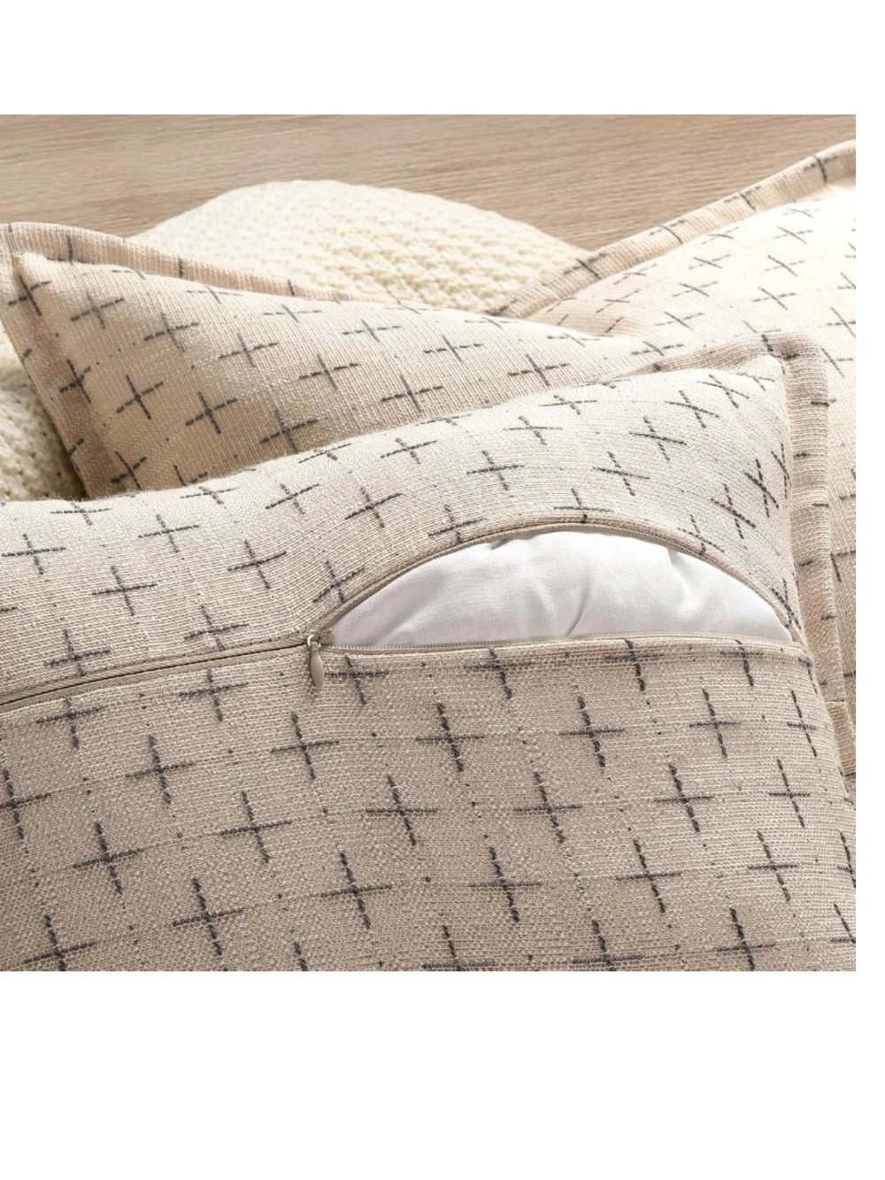 Farmhouse Rustic Boho Pillow Covers Large Square 26x26” (2-Pack) BEIGE
